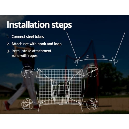 Everfit 7ft Baseball Net Pitching Kit with Stand Softball Training Aid